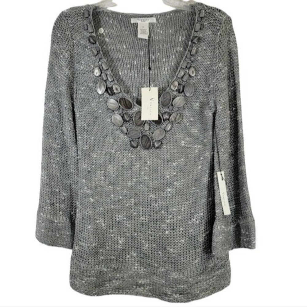Vertigo Paris Sweater Womens Embellished Heavy 3/4 Sleeve‎ Sz Medium NEW W/ TAGS